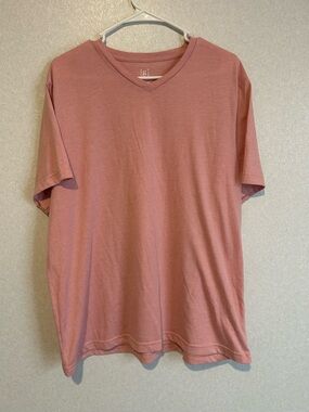 Women’s George Pink V Neck Short Sleeve Tee Shirt Size XL
